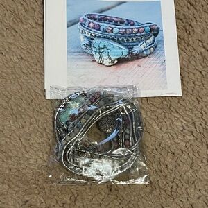 NWOT Bohemian Silver and Stone Wrap Bracelet